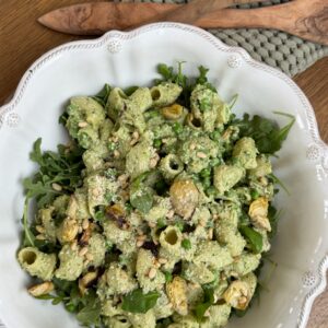 artichoke and pea pesto pasta