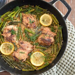 lemon pilaf and asparagus chicken bake