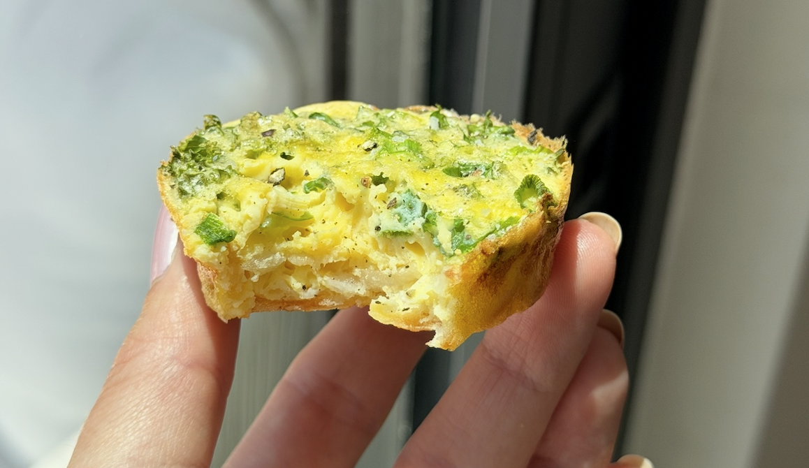 High Protein Hash Brown Egg Bites with Greens