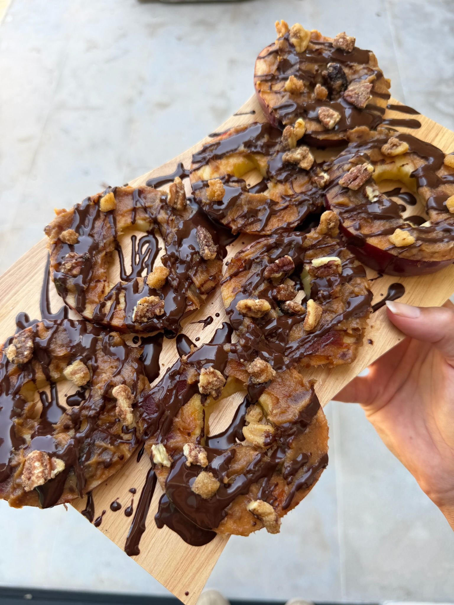Chocolate Caramel Crunch Apple “Donuts”